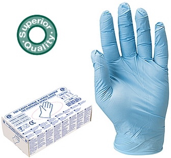 5916_Nitril púder nélküli vizsgálókesztyű, kék, 100 db-os 22-es