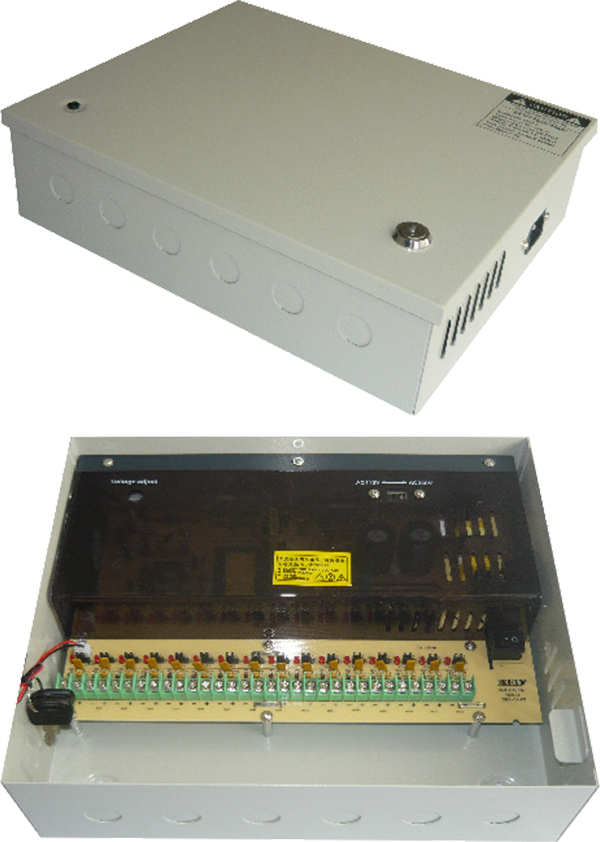 HS 12512 12.5A 16 csatornás dobozolt ipari tápegység