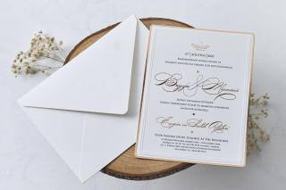 Arany keretes esküvői meghívó borítékkal