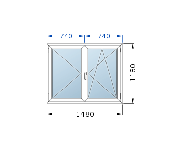 ECO 1200x1500 bukó-nyíló/nyíló ablak  Ug=1.0