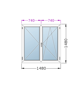 ECO 1500x1500 bukó-nyíló/nyíló ablak  Ug=1.0