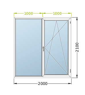 ECO 2000x2100 bukó-toló erkély ajtó Ug=1.0