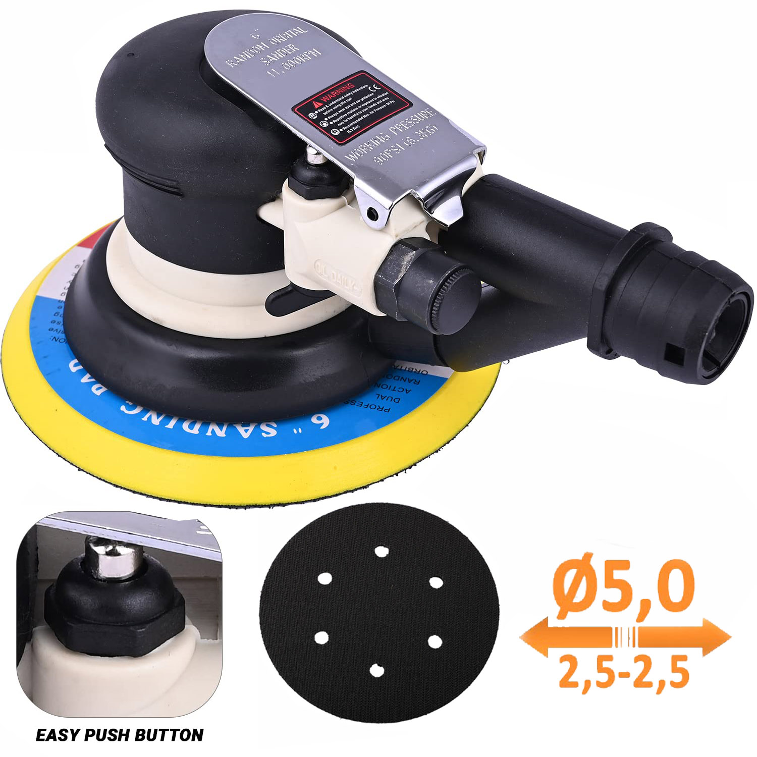 KolorTech AT-991 pneumatikus excentrikus csiszológép, átmérő:125mm