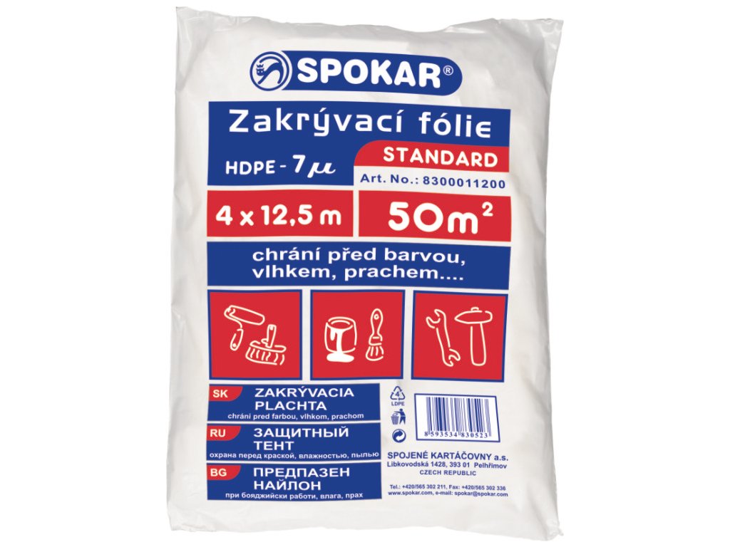 Takarófólia 4 x 12,5 m, vastagság 7µm, HDPE