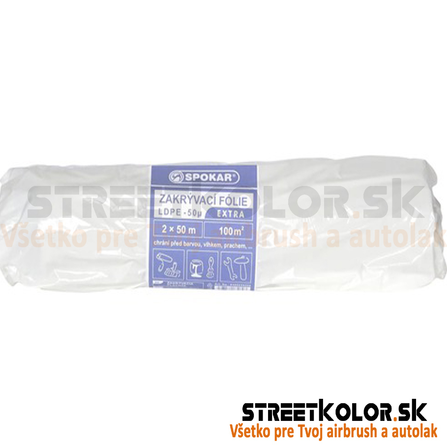 Takarófólia 2 x 50 m-es tekercsben, vastagság 50 µm, HDPE