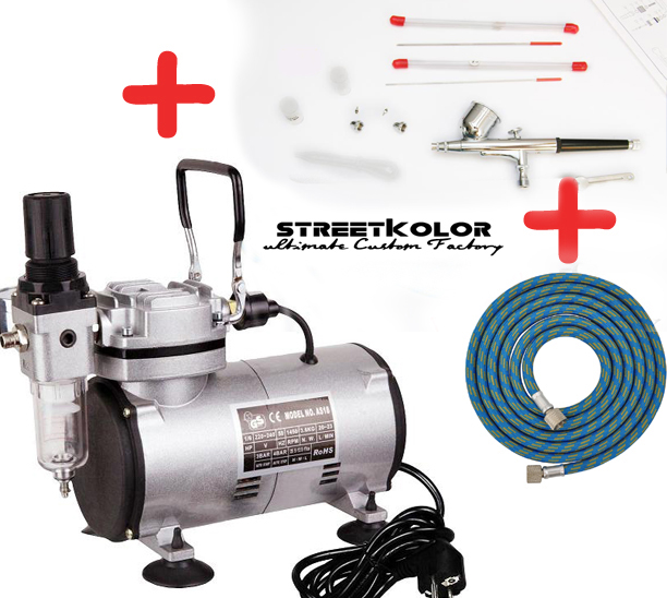 Airbrush szett: Kompresszor és BD-130 airbrush pisztoly 0,2+0,3+0,5mm + cső 
