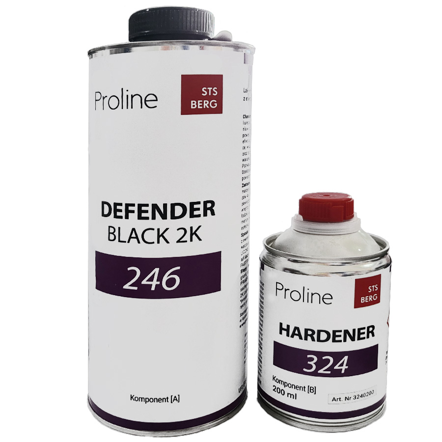 PROLINE 246 DEFENDER BLACK 2K, Rendkívül ellenálló 2K fekete védőlakk, 1200ml