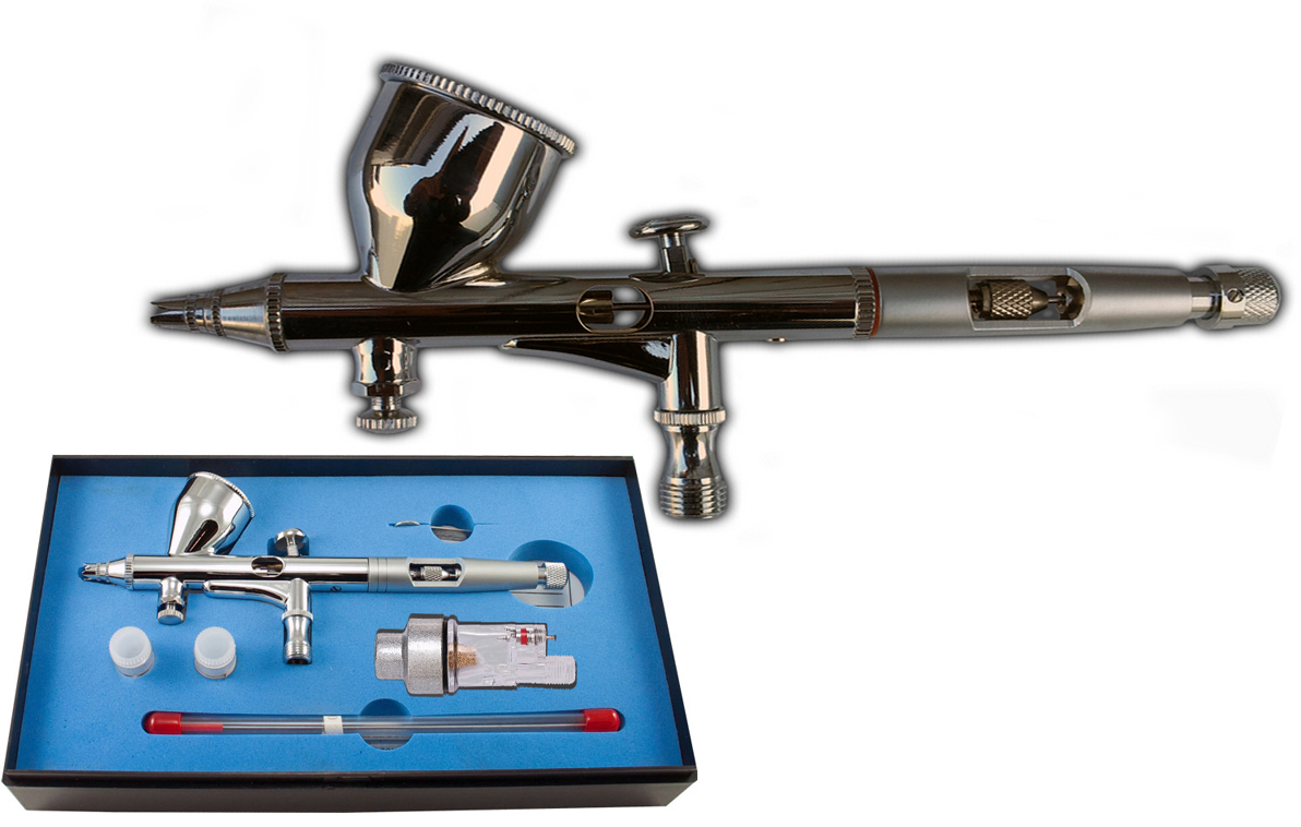 HSENG ® HS-80KF airbrush pisztoly 0,2+0,3+ 0,5 mm tű, szórófej + Szűrő