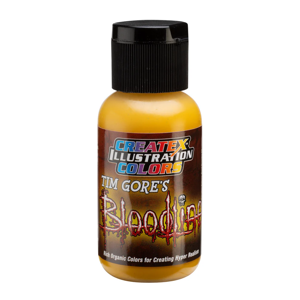 Illusztrációs Okkersárga airbrush festék CreateX 30 ml – Illustration Injury Ochre 5037 Bloodline