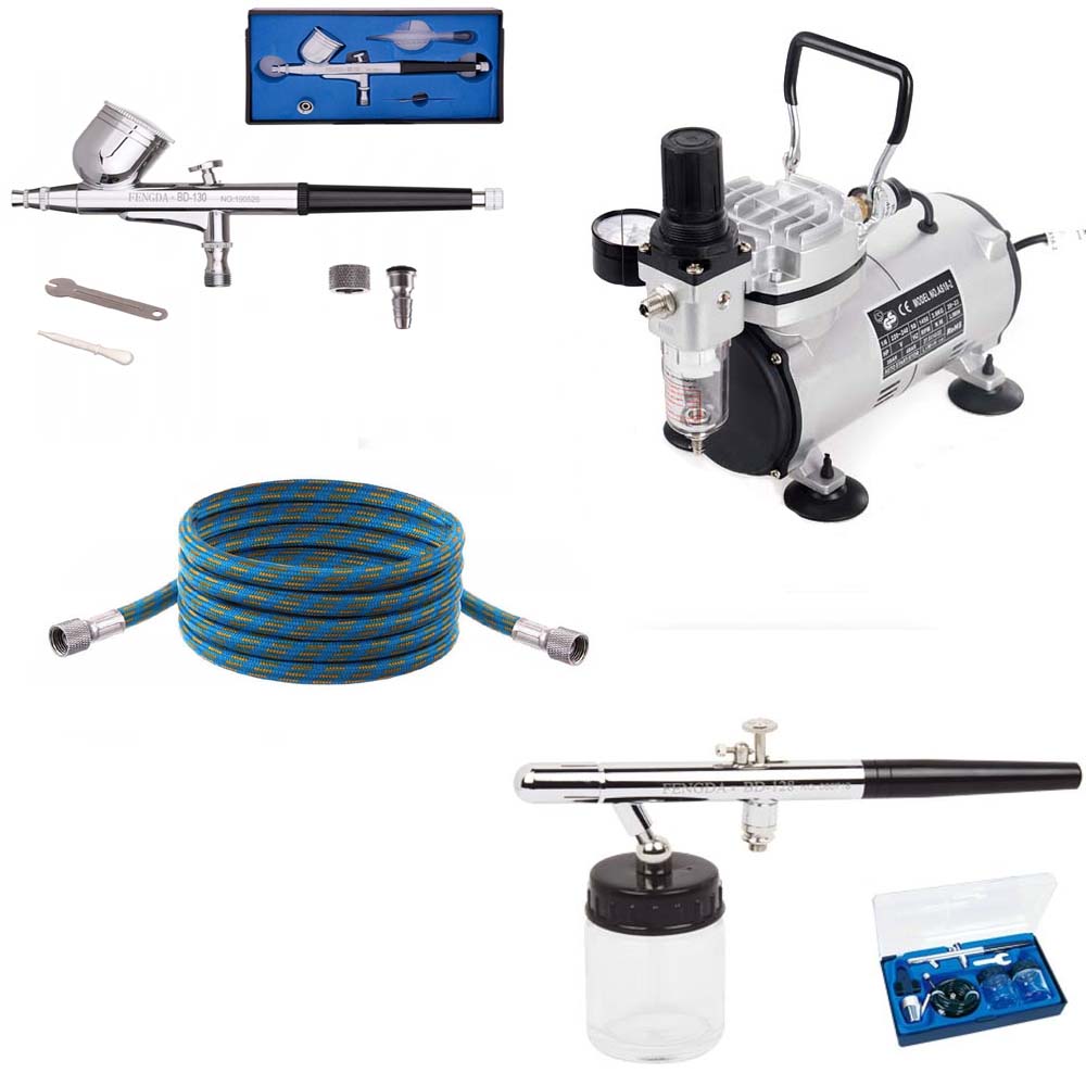 Airbrush szett: AS18-2 kompresszor + 2x airbrush pisztoly + cső