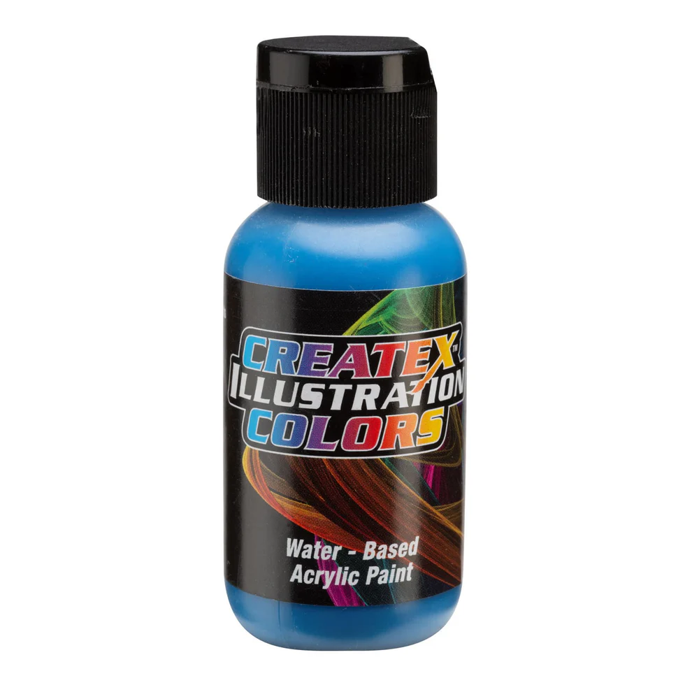 Illusztrációs CMYK CYAN Világoskék airbrush festék CreateX 30 ml – 5095 CMYK Cyan