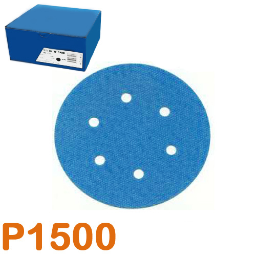 Csiszolópapír excentercsiszolóhoz, P1500, Átmérő: 150mm, 6 lyuk, 100 db