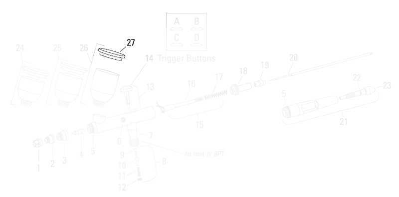 DeVilbiss DGR-120, tégelyfedél a DeVilbiss DAGR-hoz 14 ml