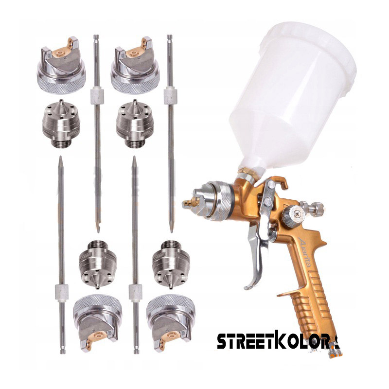 Auarita H-827G HVLP szórópisztoly 1,3mm + 1,4mm +1,7mm + 2,0mm + 2,5mm
