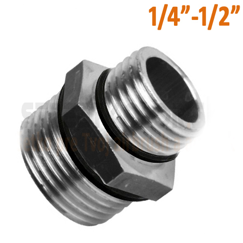 Redukció külső menet G1/4", G1/2" külső menet - Nikkelezett sárgaréz