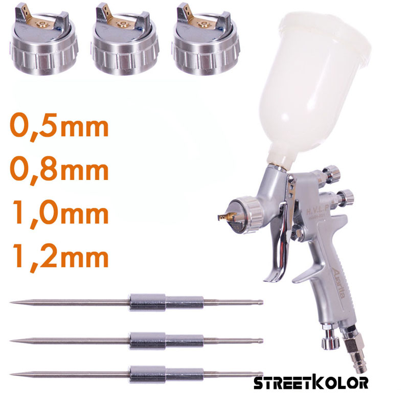 Auarita H-921 HVLP 0,5+0,8+1,0+1,2mm szórófejekkel (113l/min.)