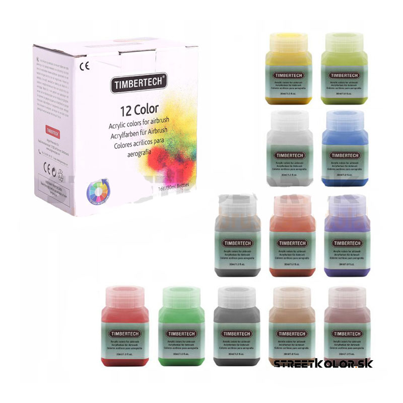 12x30ml FENGDA TIMBERTECH akril airbrush festékek szettje