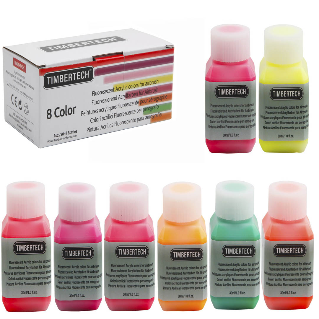 8x30ml FENGDA TIMBERTECH fluoreszkáló akril airbrush festékek szettje