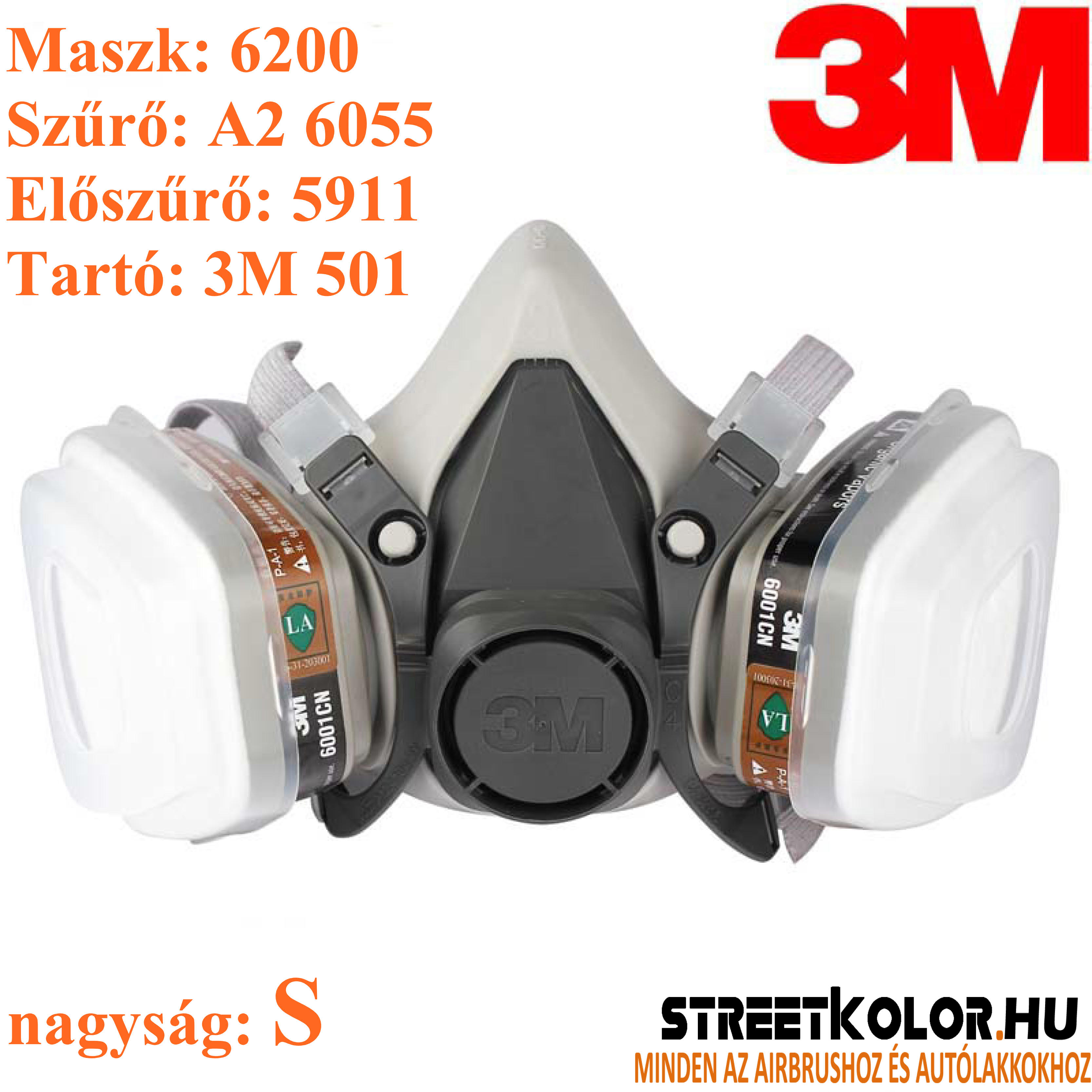 3M™ félálarc 6100, szűrő 6055 A2, előszűrő 5911, előszűrő tartó 501