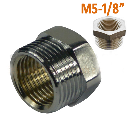 Redukció külső menet G1/8", belső menet M5 - Nikkelezett sárgaréz
