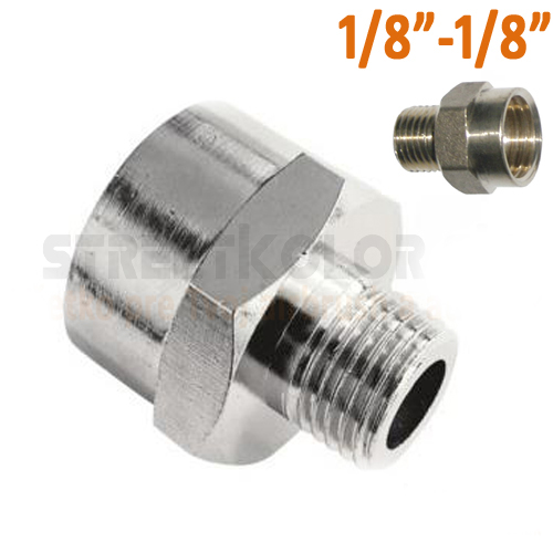 Redukció külső menet G1/8", belső menet G1/8" - Nikkelezett sárgaréz