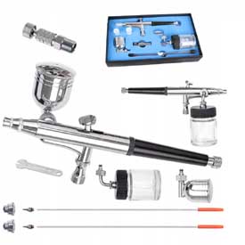 HSENG ® HS-34KT airbrush pisztoly 0,2+0,3+0,5 mm tű + gyorskapcsoló