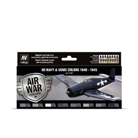 Vallejo 71.157 "US Navy & USMC colors 1940-1945" airbrush festék készlet 8x17 ml