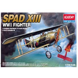 Academy I. világháborús SPAD XIII modellkészlet repülőgép 1:72, 26 alkatrész