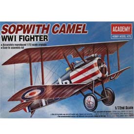 Academy I. világháborús SOPWITH CAMEL repülőgép-modellkészlet 1:72, 26 alkatrész
