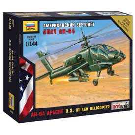 Zvezda Wargames (HW) H-64 Apache helikopter modellező készlet 1:144, 21 alkatrész
