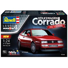 Revell 05666 VW Corrado "35 YEARS" Gift Set műanyag autó makett 1:24, 77 elem + festékek + ragasztó + ecset