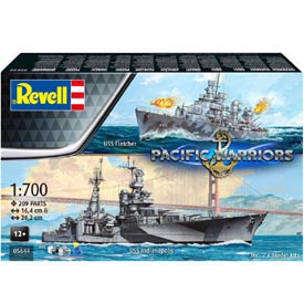Revell Pacific Warriors - USS Fletcher és USS Indianapolis hajómodell készlet, 2 hajó, 1:700 méretarány, 209 alkatrész + festékek + ragasztó + ecset