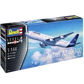 Revell Airbus A340-300 "LUFTHANSA NEW LIVERY" Modellező készlet repülőgép 1:144, 114 darab