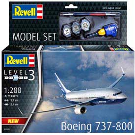 Revell Boeing 737-800 Modellező készlet Repülőgép 1:288, 25 darabos + festékek + ragasztó + ecset