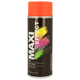 MaxiColor Narancssárga/piros Fluoreszkáló festék fényes fedőlakkal spray-ben, Űrtartalom: 400ml