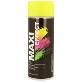 MaxiColor Sárga Fluoreszkáló festék fényes fedőlakkal spray-ben, Űrtartalom: 400ml