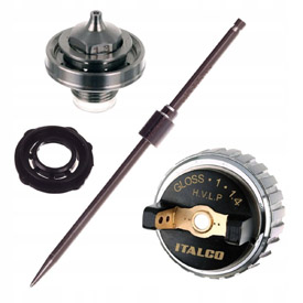 Csereszett: Tű, fúvóka, porlasztógyűrű (levegőfej) Italco GLOSS X1 HVLP 1,4 mm-hez