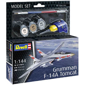 Revell Grumman F-14A Tomcat modellező készlet repülőgép 1:144, 49 alkatrész + festékek + ragasztó + ecset