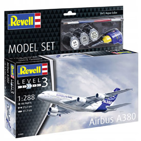Revell Airbus A380 Modellező készlet Repülőgép 1:288, 47 darabos + festékek + ragasztó + ecset