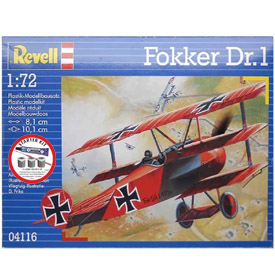 Revell Fokker Dr.I Dreidecker Modellező készlet Repülőgép 1:72, 37 darabos + festékek + ragasztó + ecset