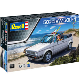 Revell VW Golf 1 CABRIO "50 Years" ajándékszett 1:24, 123 alkatrész + festékek, ragasztó, ecset