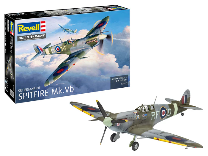 Revell 03897 Supermarine Spitfire Mk.Vb műanyag repülőgép makett 1:72, 42 elem