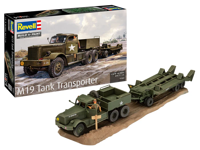 Revell 03364 M19 Tank Transporter műanyag katonai járműmodell 1:76, 140 alkatrész