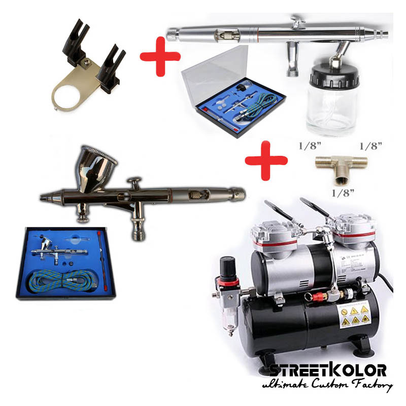 FENGDA airbrush szett: AS-196 kompresszor + BD-180K pisztoly + BD-182K pisztoly