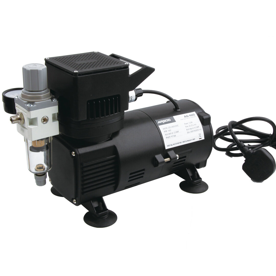 Airbrush kompresszor FENGDA ® AG-420 két ventilátorral a maximális hűtés érdekéb