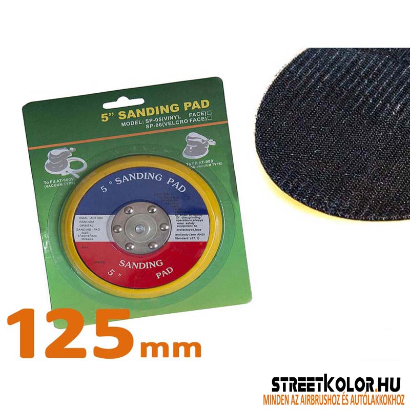 125mm tépőzáras sodrótányér pneumatikus csiszolóhoz, menet: M8 - 5/16", 6 nyílás