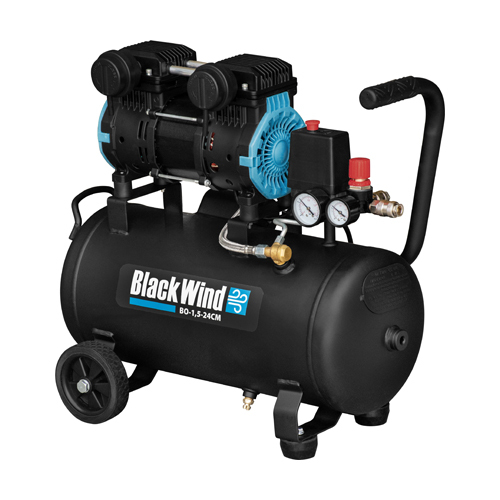 BLACK WIND BO-1,5-24CM olajmentes halkított kompresszor, 70dB, teljesítmény akár 256l/perc, tartály: 24 L