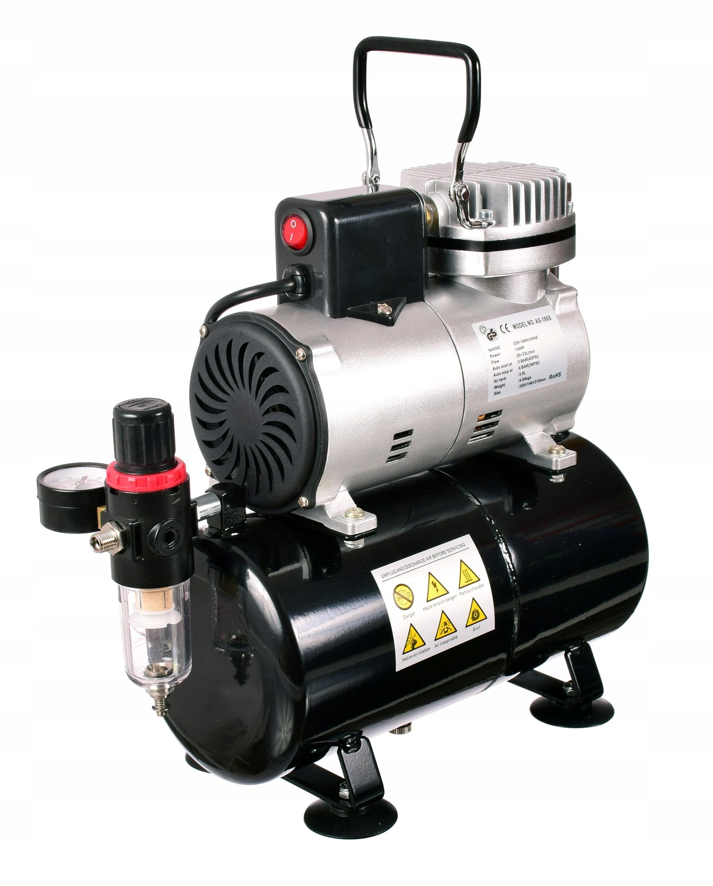 FENGDA ® LS-186S airbrush kompresszor 3l légtartállyal