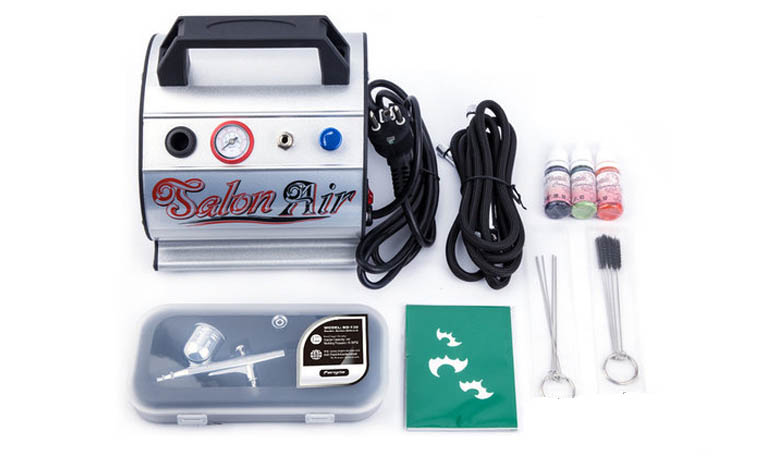 Airbrush készlet: Kompresszor és Airbrush pisztoly BD-130 + tömlő + állvány + 