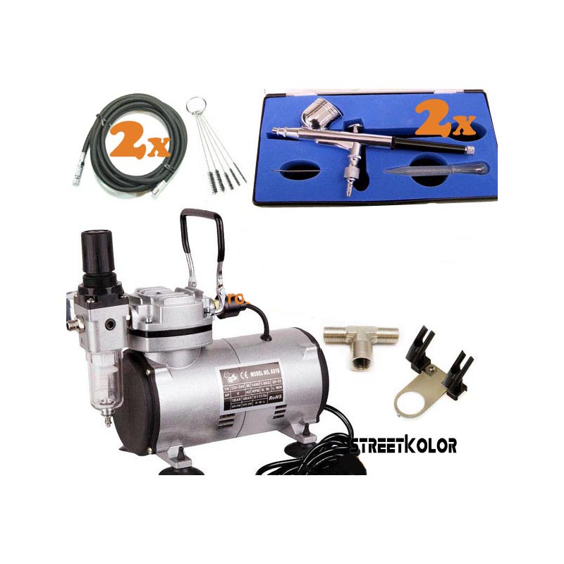 Profi modellező: Kompresszor és 2x BD-130 pisztoly+2x cső+állvány+kefék